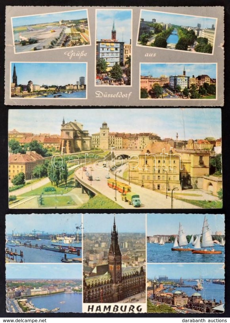 ** * 70 Db MODERN Nagy Alakú Külföldi Városképes Lap / 70 Modern Big Sized European Town-view Postcards - Unclassified