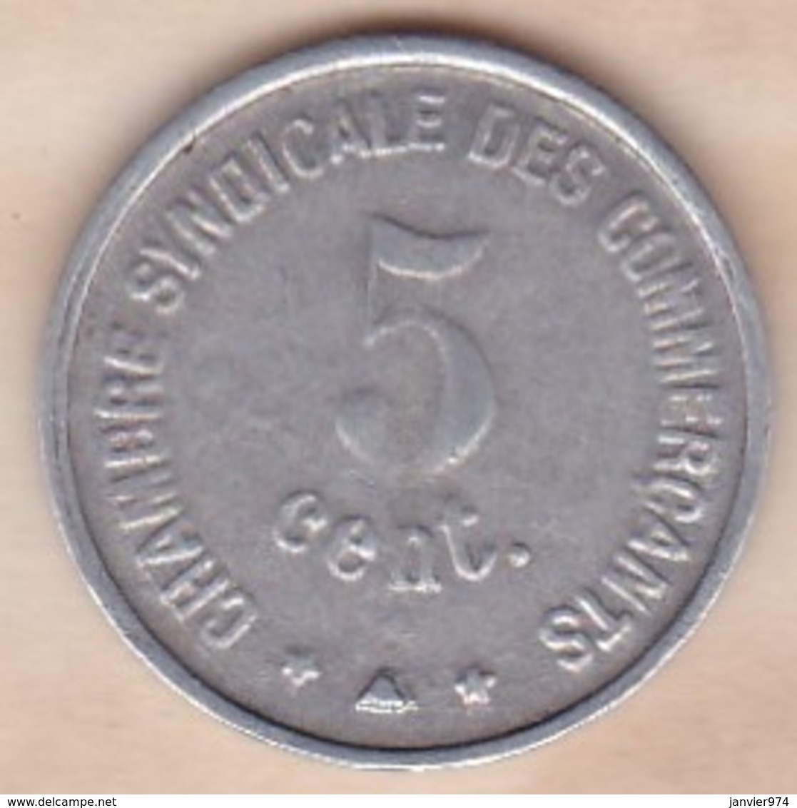 66. Pyrénées Orientales. Perpignan. Chambre Syndicale Des Commercants 5 Centimes 1921 - Monétaires / De Nécessité