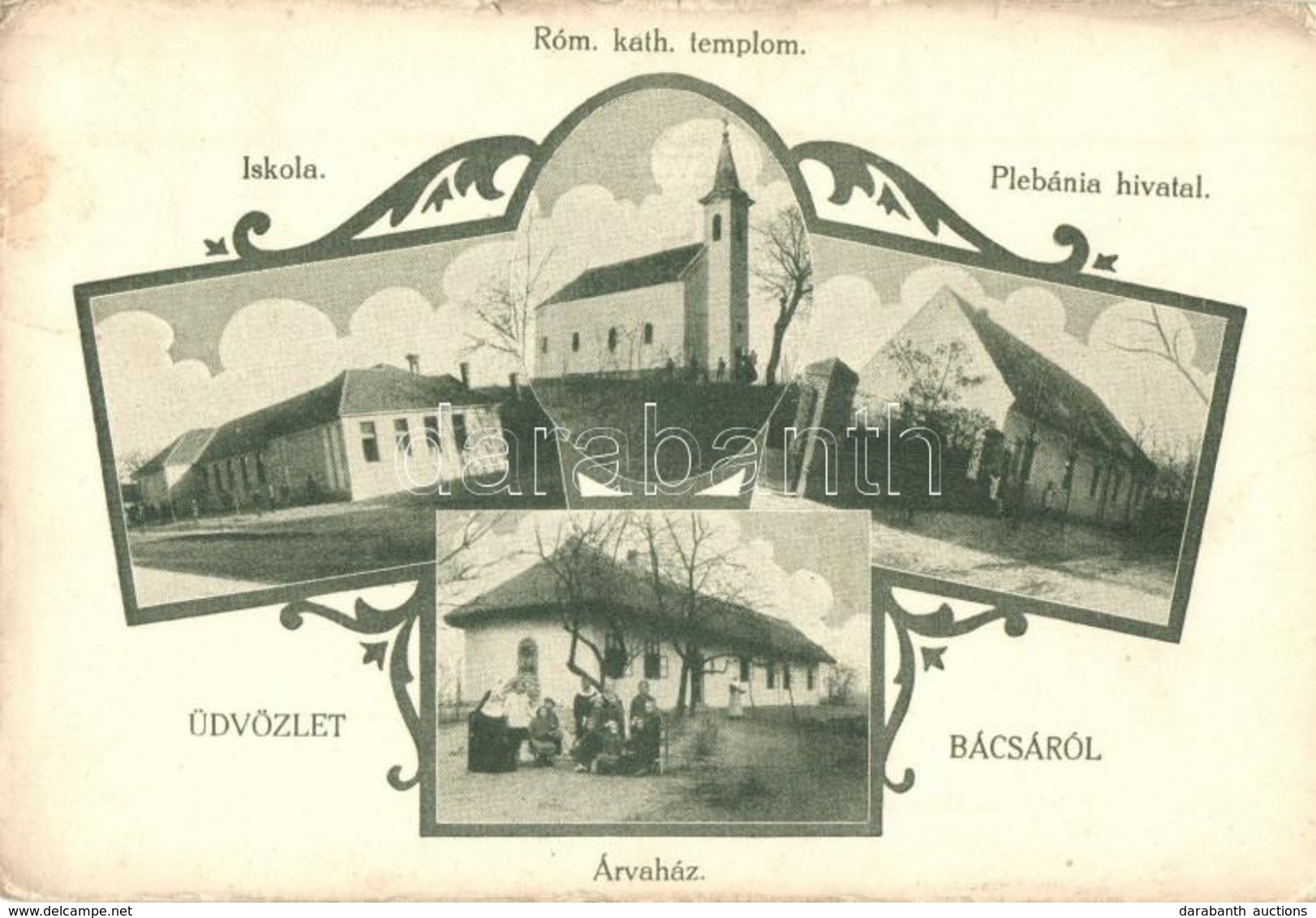 T2/T3 Bácsa (Győr), Római Katolikus Templom, Iskola,  Plébánia Hivatal, árvaház. Jánossy János Fényképész Kiadása, Art N - Non Classés