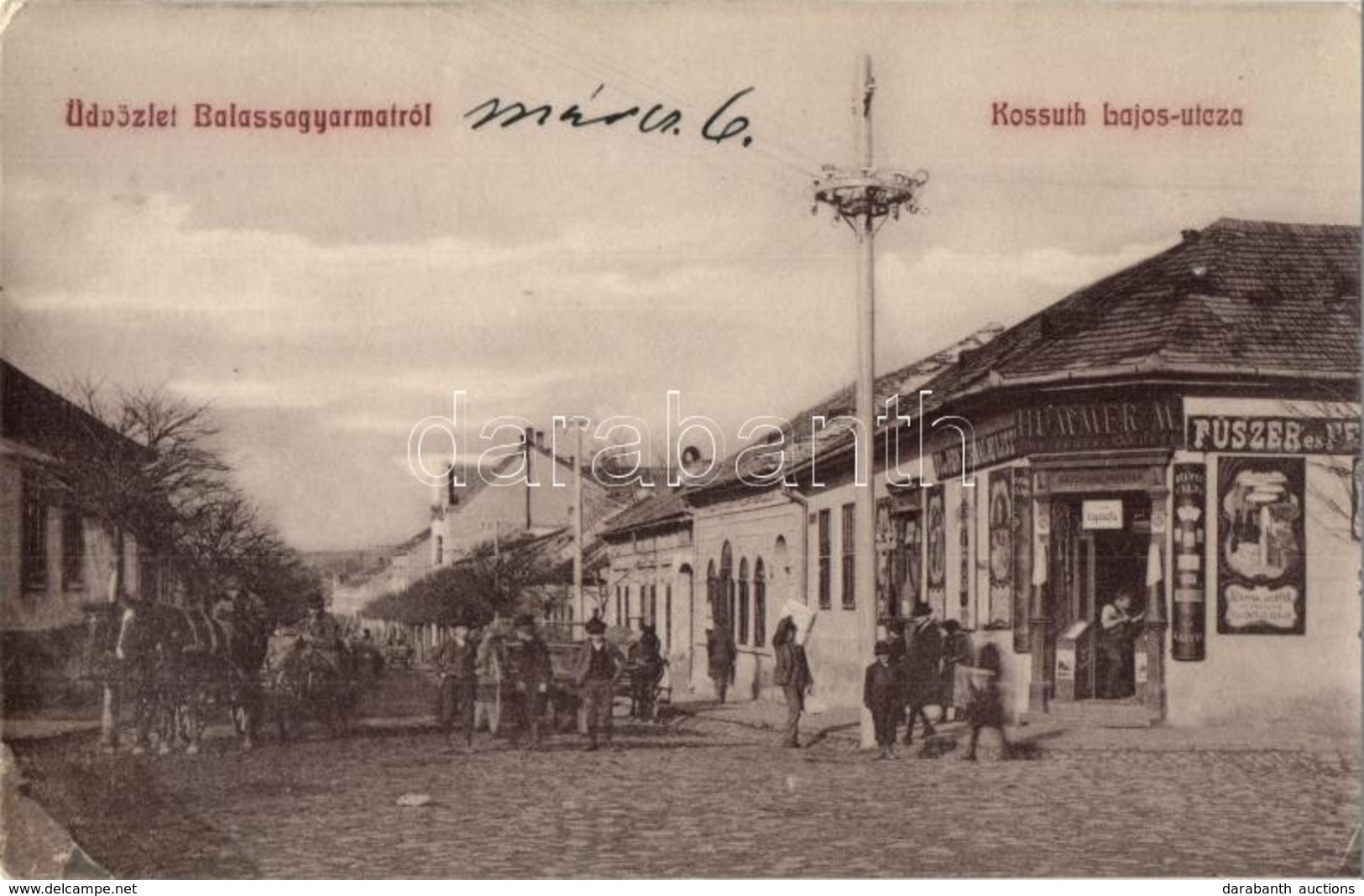 T2/T3 1912 Balassagyarmat, Kossuth Lajos Utca, Hummer M. üzlete, Lovasszekerek. 609. Kiadja Darvai A. Utóda (EK) - Unclassified