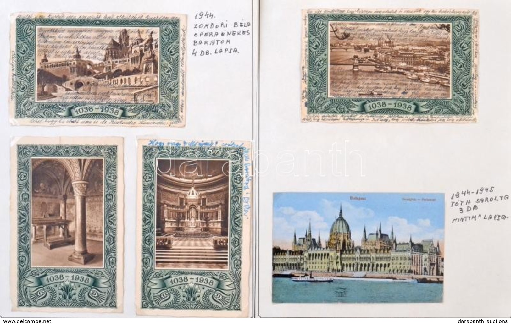 Budapest - 5 Db Szent István Jubileumi Év (1038-1938) Képeslap 2 Db Albumlapon / 5 Postcards Of The Stephen I Of Hungary - Unclassified