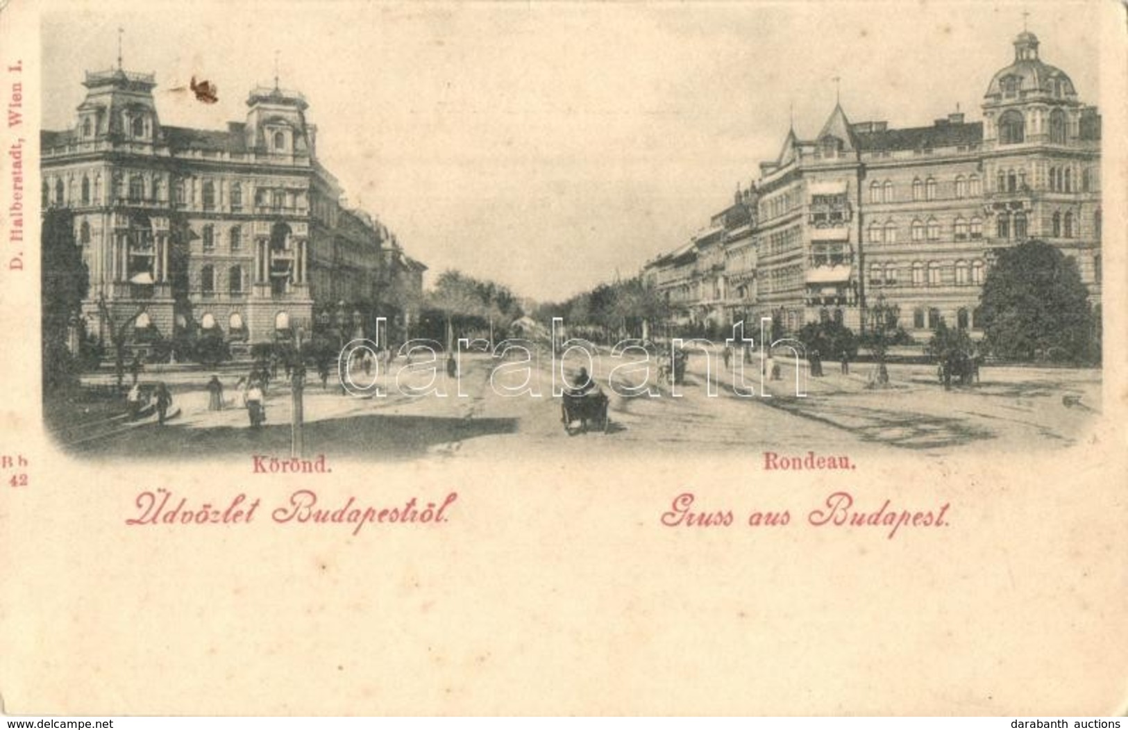 ** T2 Budapest VI. Körönd Az Andrássy úton, Lovaskocsi. Kiadja D. Halberstadt - Unclassified