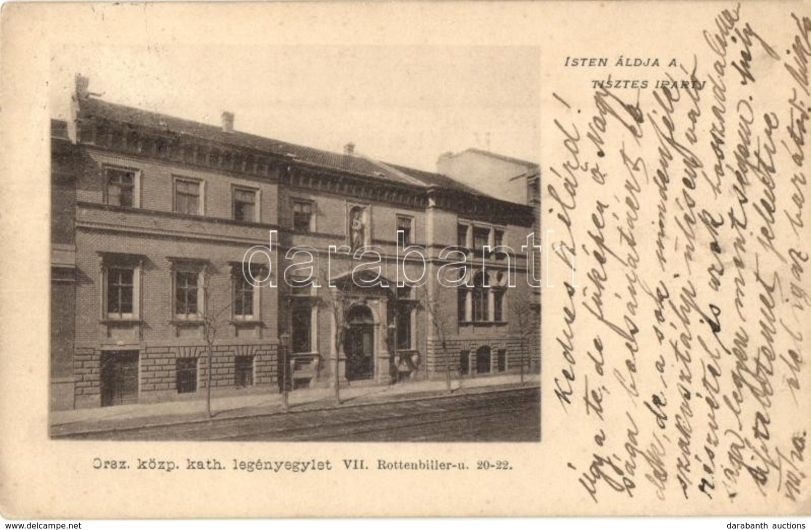 T2/T3 1900 Budapest VII. Orsz. Központi Katolikus Legényegylet. Rottenbiller U. 20-22.  (EK) - Unclassified