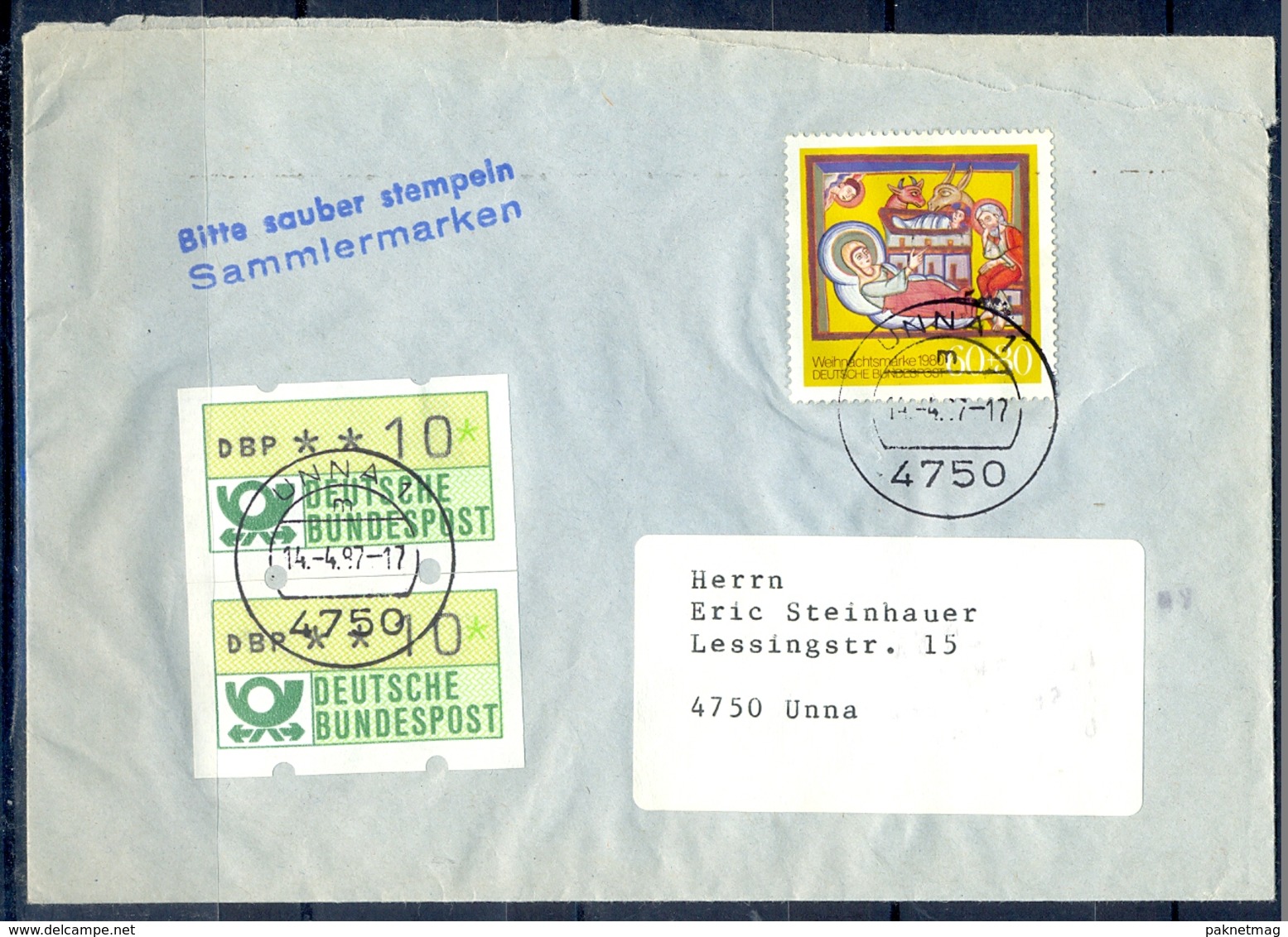 K112- Deutschland Germany Postal History Cover. ATM Machine Label Stamp. - Franking Machines (EMA)