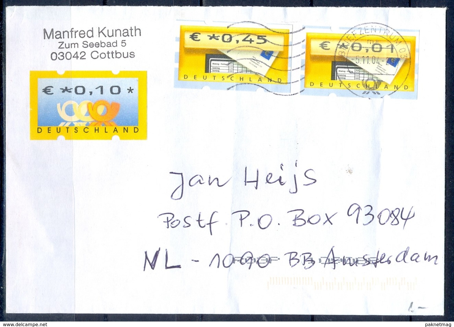 K114- Deutschland Germany Postal History Cover. ATM Machine Label Stamp. - Franking Machines (EMA)