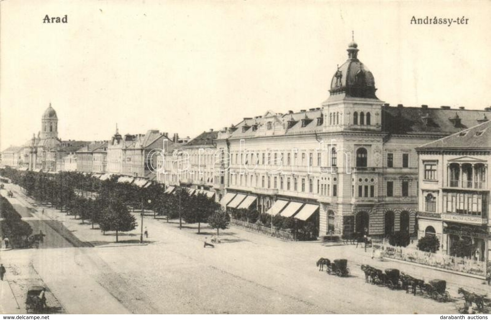 T2 Arad, Andrássy Tér, Sörcsarnok és étterem, Első Magyar Általános Biztosító Társaság / Square, Beer Hall, Restaurant,  - Unclassified