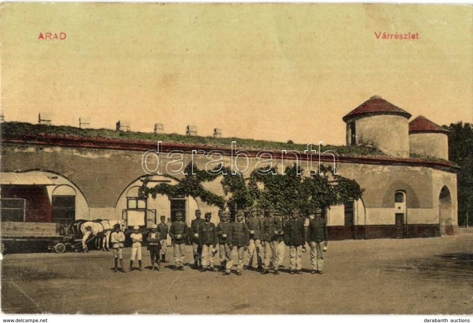 T2/T3 1910 Arad, Vár Részlete, Katonák, Szekér / Castle Wall, K.u.K. Soldiers, Horse-drawn Carriage (EK) - Unclassified