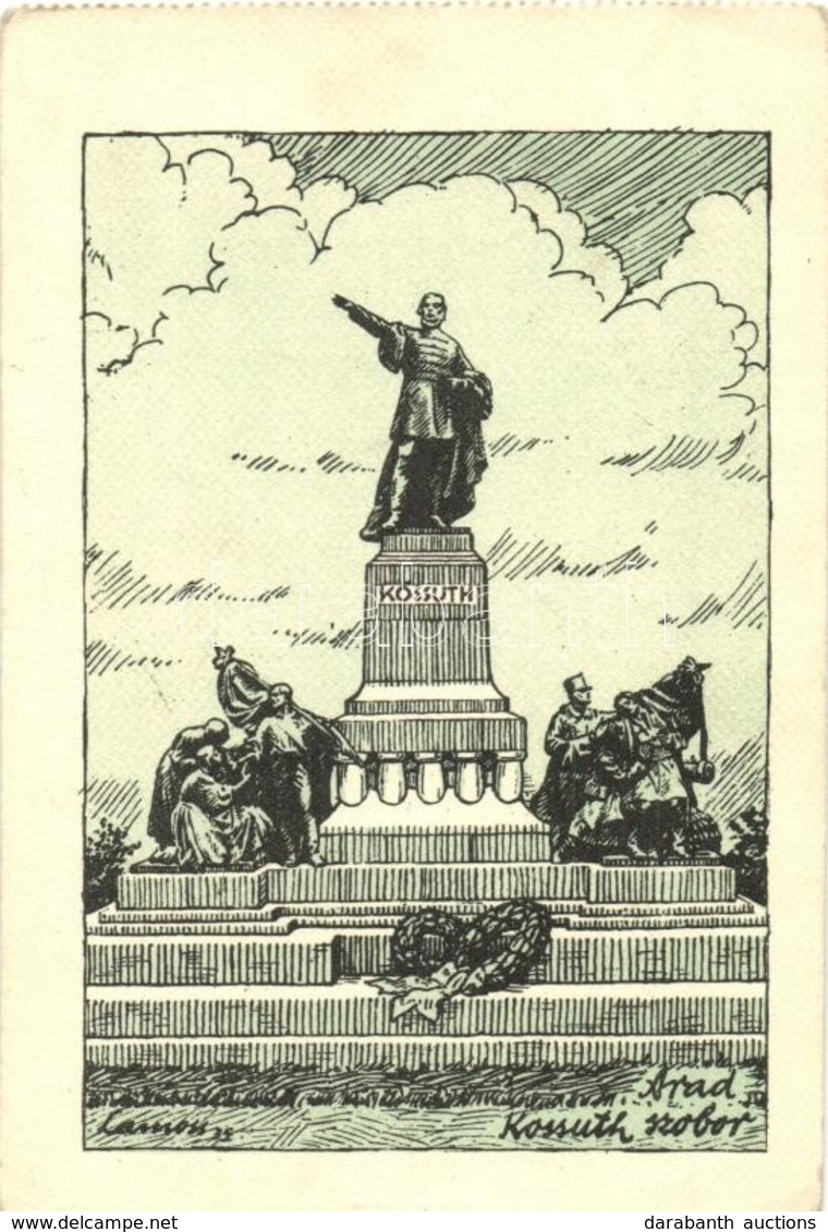 ** T2/T3 Arad, Kossuth Szobor. Kiadja A Délvidéki Egyetemi és Főiskolai Hallgatók Egyesülete / Kossuth's Statue, Monumen - Unclassified