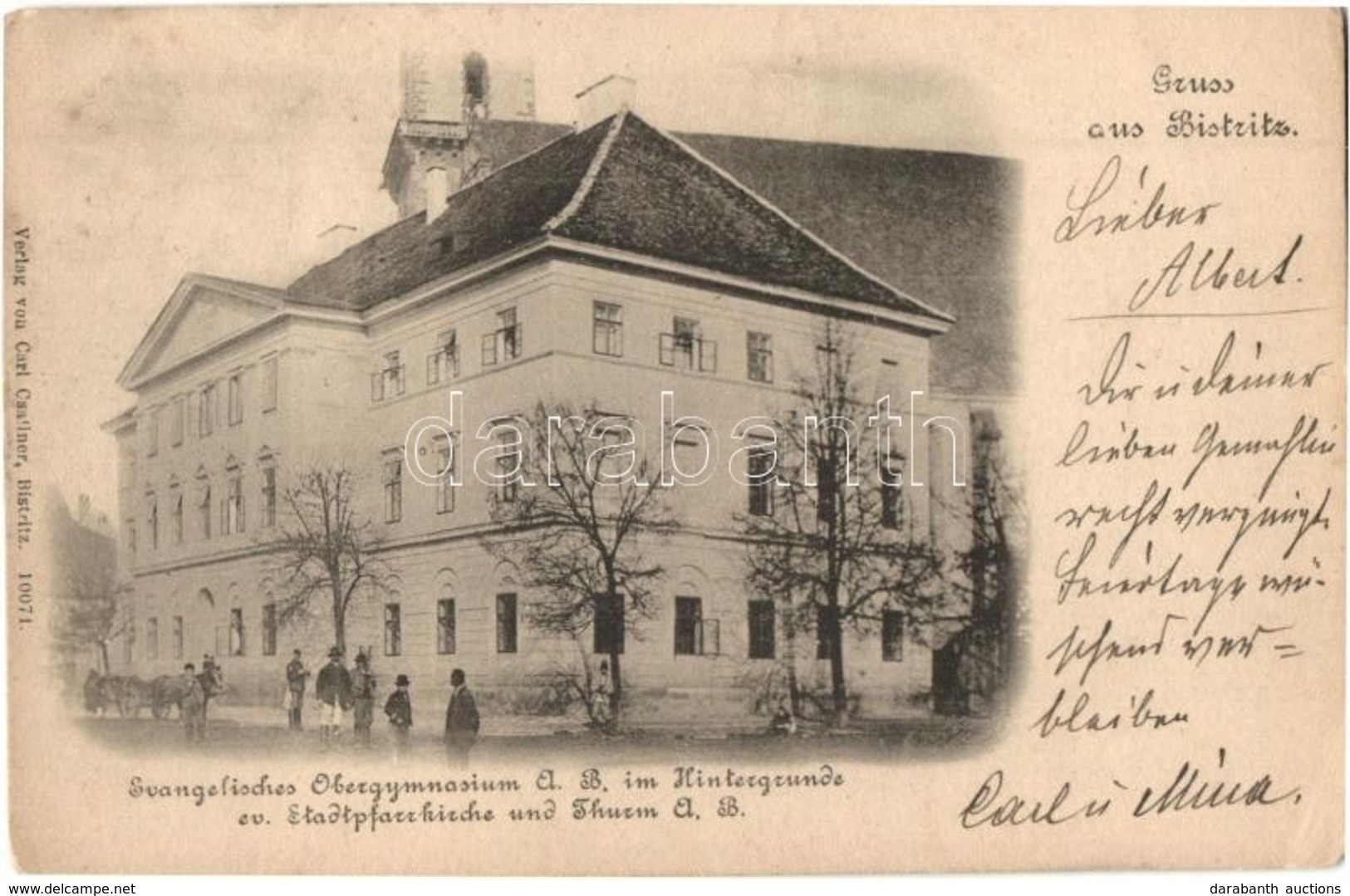 T2/T3 1903 Beszterce, Bistritz, Bistrita; Evangélikus Felsőgimnázium, Háttérben Az Evangélikus Templom és Torony / Gramm - Unclassified