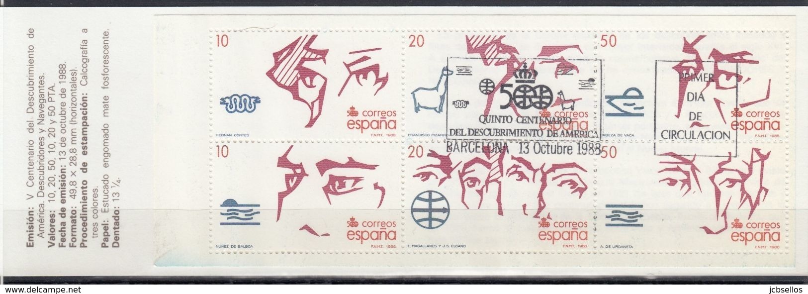 ESPAÑA 1988 CARNET Nº 2969-C USADO 1º DIA - Blocs & Hojas