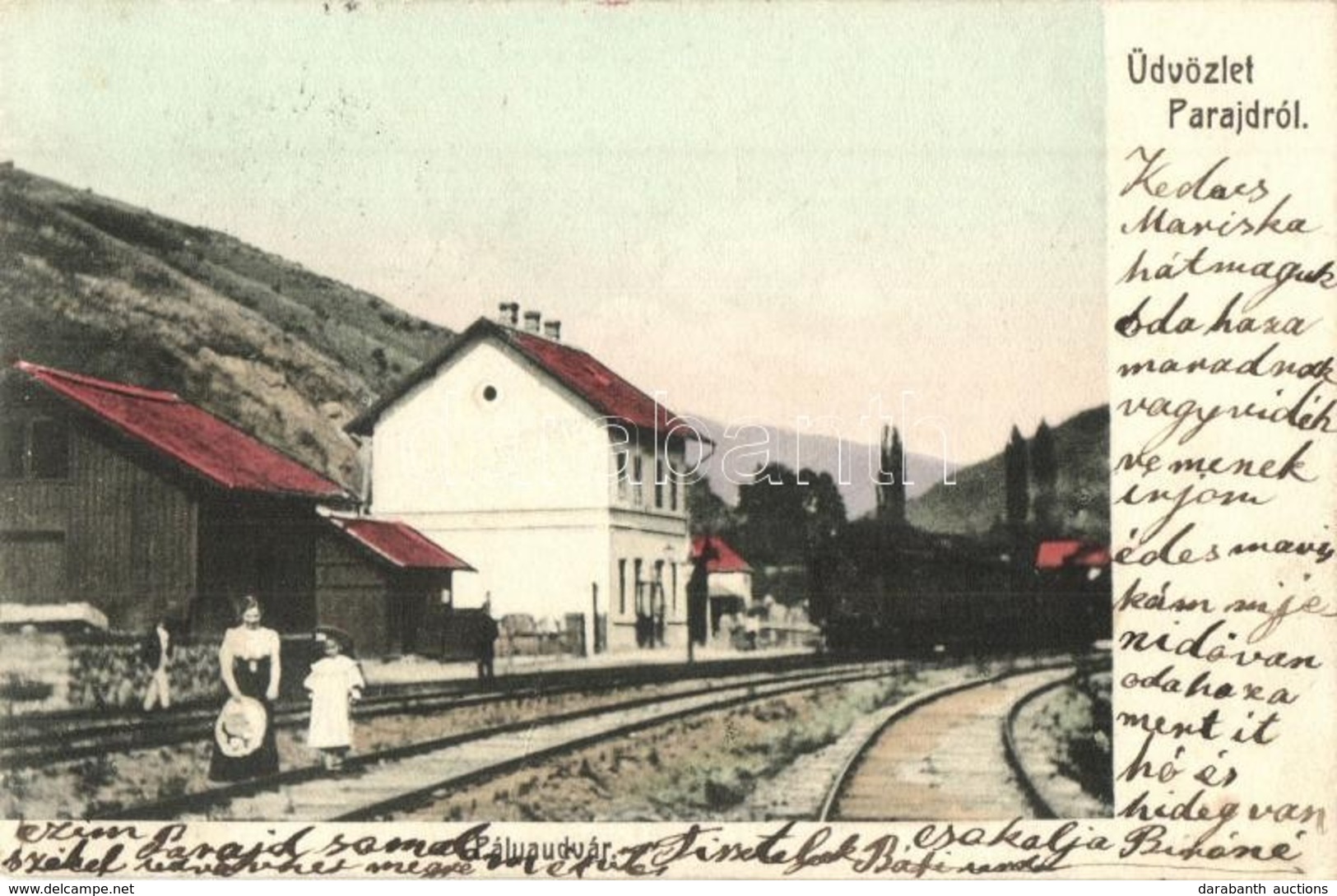 T2/T3 1907 Parajd, Praid; Vasútállomás, Pályaudvar, Gőzmozdony, Vagonok. Kiadja Stein J. / Bahnhof / Railway Station, Lo - Unclassified