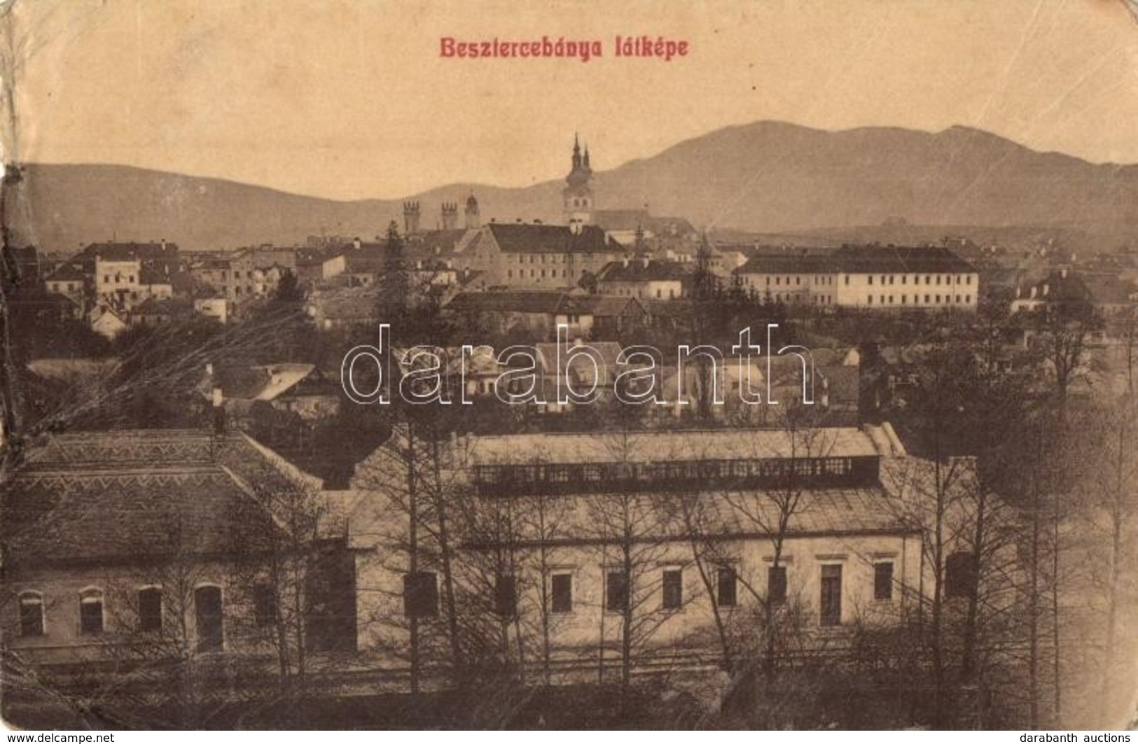 T3/T4 1908 Besztercebánya, Banská Bystrica; Látkép, Templomok, Vasúti Vonal. Groszmann Testvérek Kiadása 671. / General  - Non Classificati