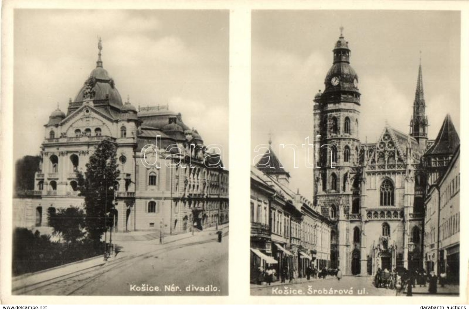 ** T1/T2 Kassa, Kosice; Színház, Dóm, Utcarészlet / Theatre, Church, Street - Unclassified