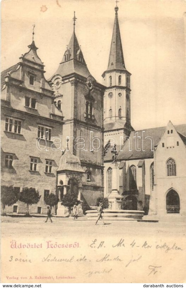 T2/T3 1899 Lőcse, Levoca; Városháza, Római Katolikus Templom. Kiadja A. Zakowski / Town Hall, Catholic Church (EK) - Non Classificati