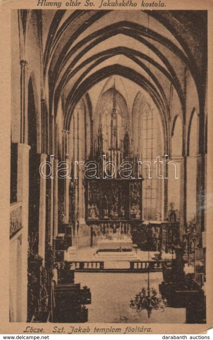 ** T4 Lőcse, Szent Jakab Templom Főoltára; Singer Elek Papírkereskedő Kiadása / Church Interior (EM) - Non Classificati