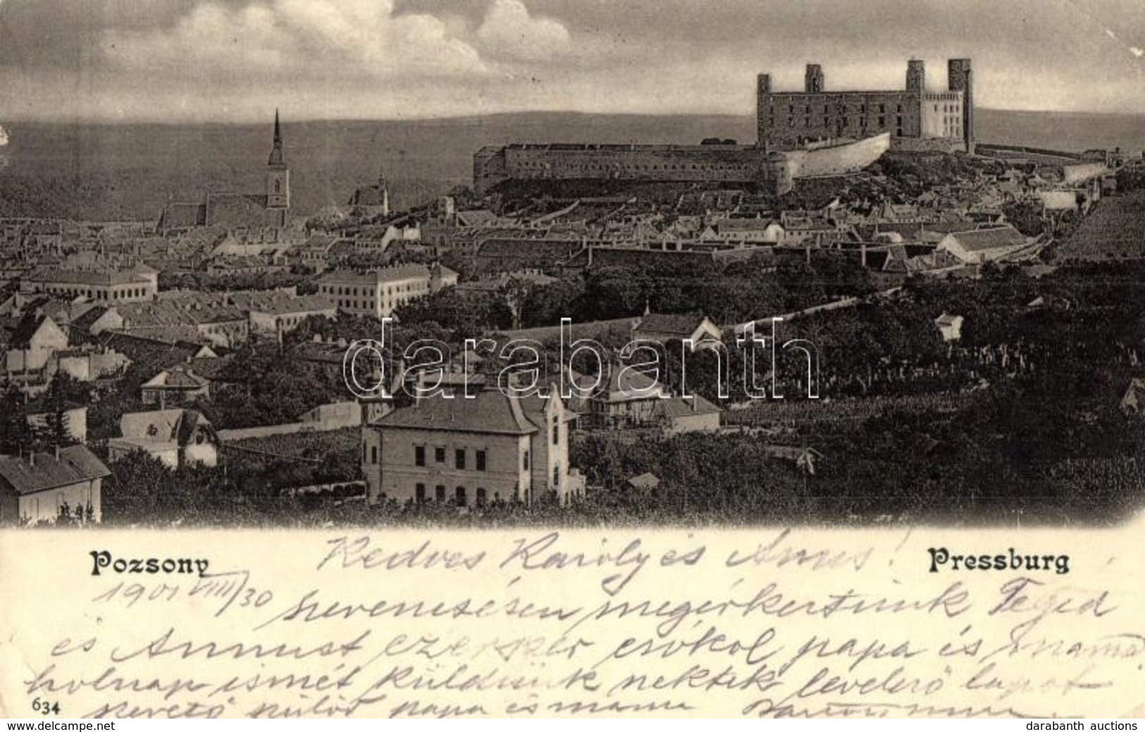 T2/T3 1901 Pozsony, Pressburg, Bratislava; Látkép A Várral / General View With The Castle (EK) - Non Classificati