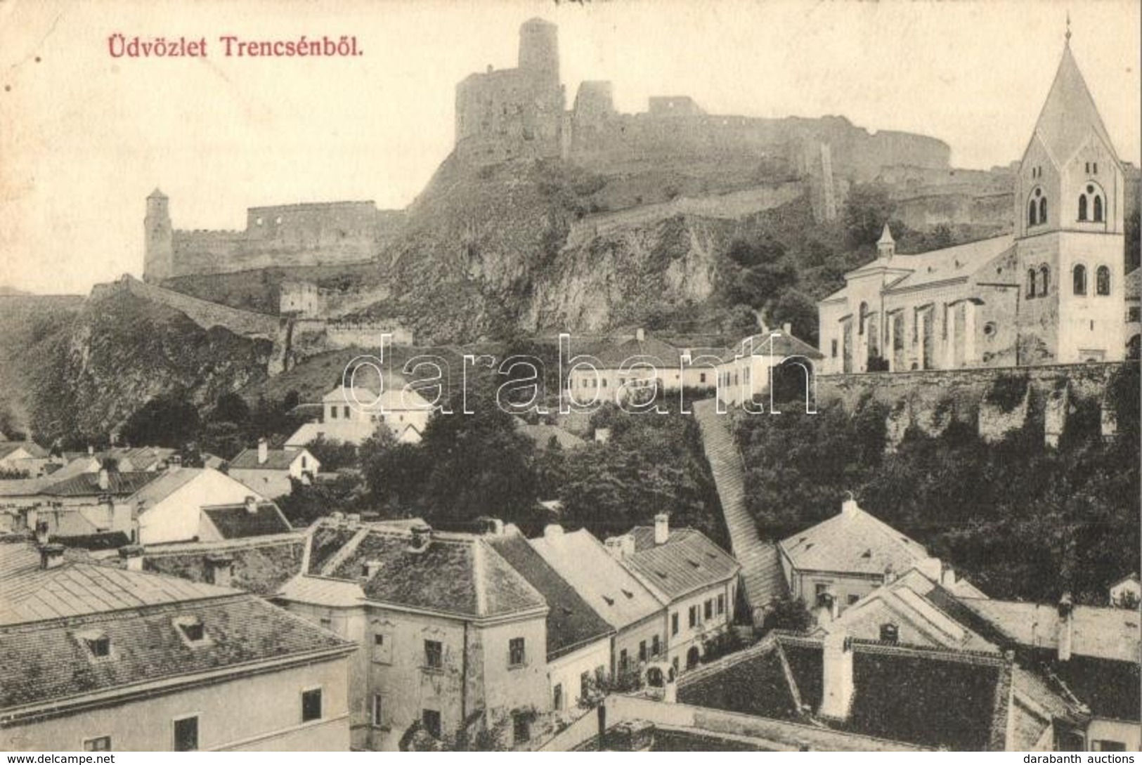 T2 1908 Trencsén, Trencín; Vár, Templom. Szold Nyomda Kiadása / Castle, Church - Non Classificati