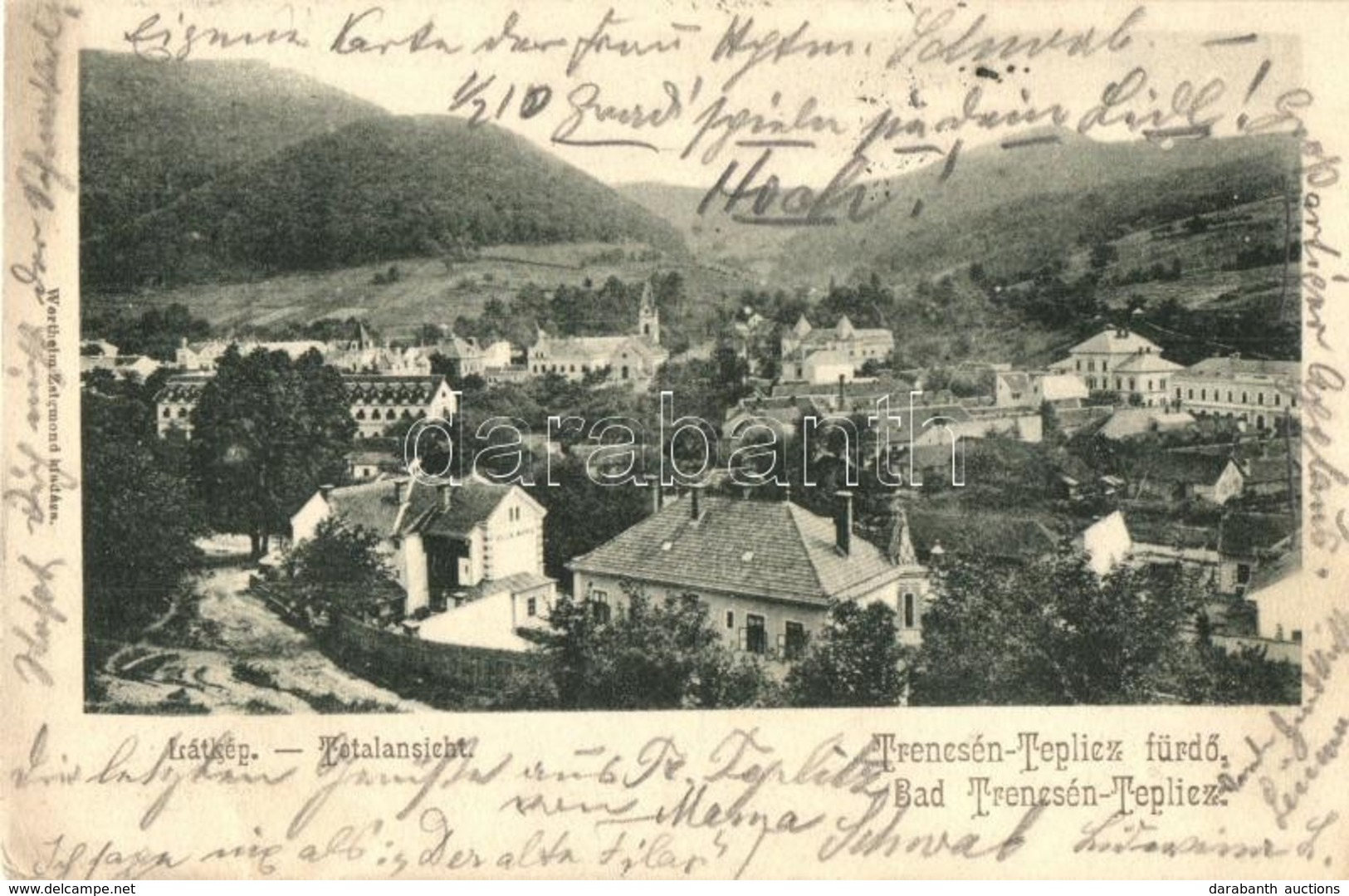 T2/T3 1904 Trencsénteplic, Trencianske Teplice; Látkép. Kiadja Wertheim Zsigmond / General View (EK) - Non Classificati