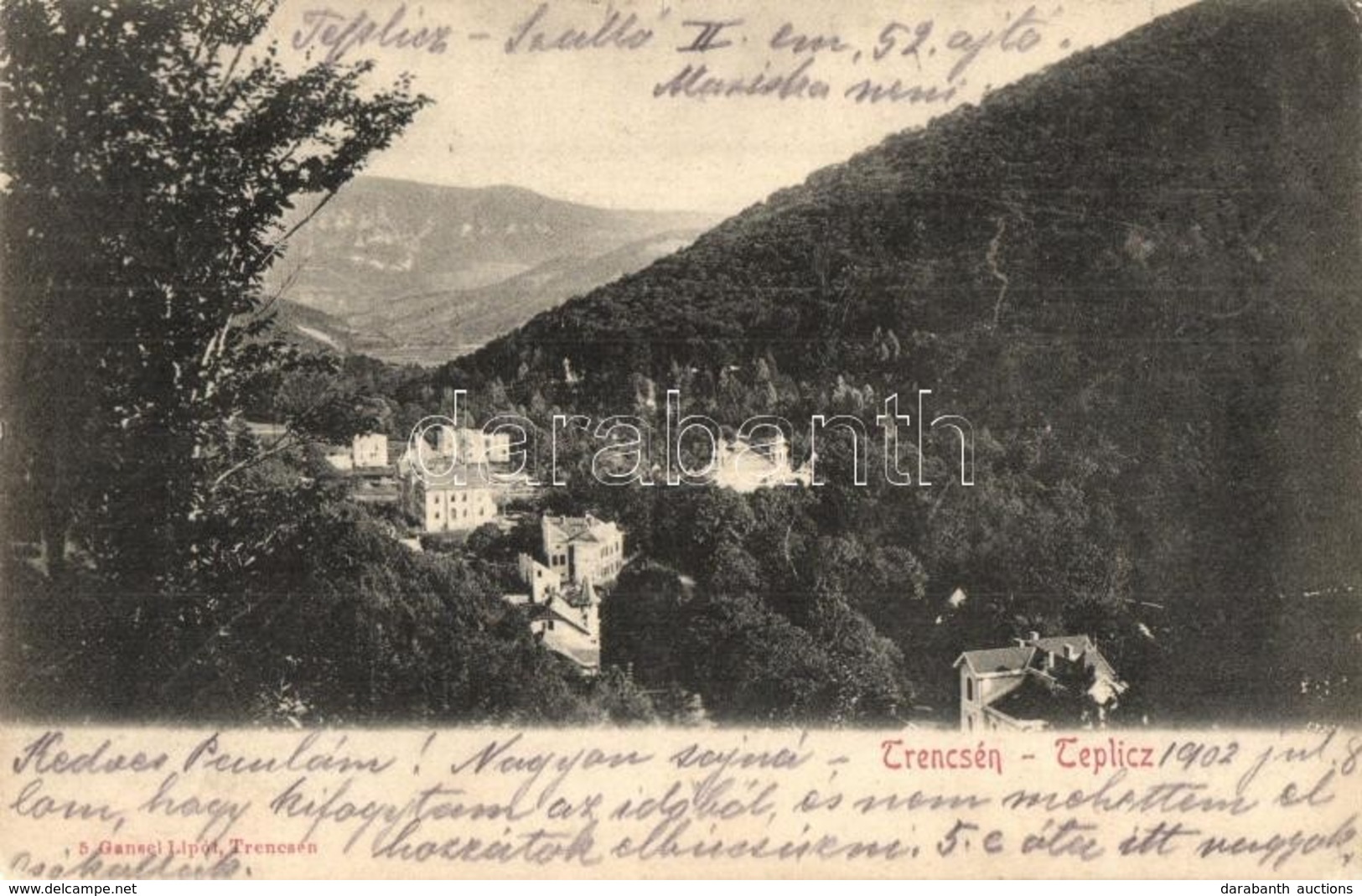 T2/T3 1902 Trencsénteplic, Trencianske Teplice; Látkép, Nyaralók. Gansel Lipót 5. / General View, Villas (EK) - Non Classificati