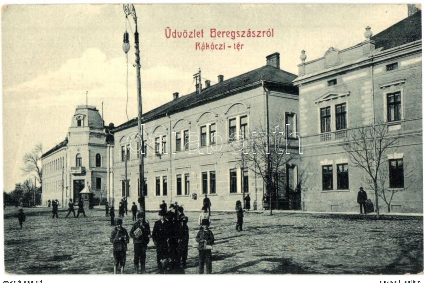 T2 1910 Beregszász, Berehove; Rákóczi Tér. W. L. Bp. 6059. / Street View, Square - Non Classificati