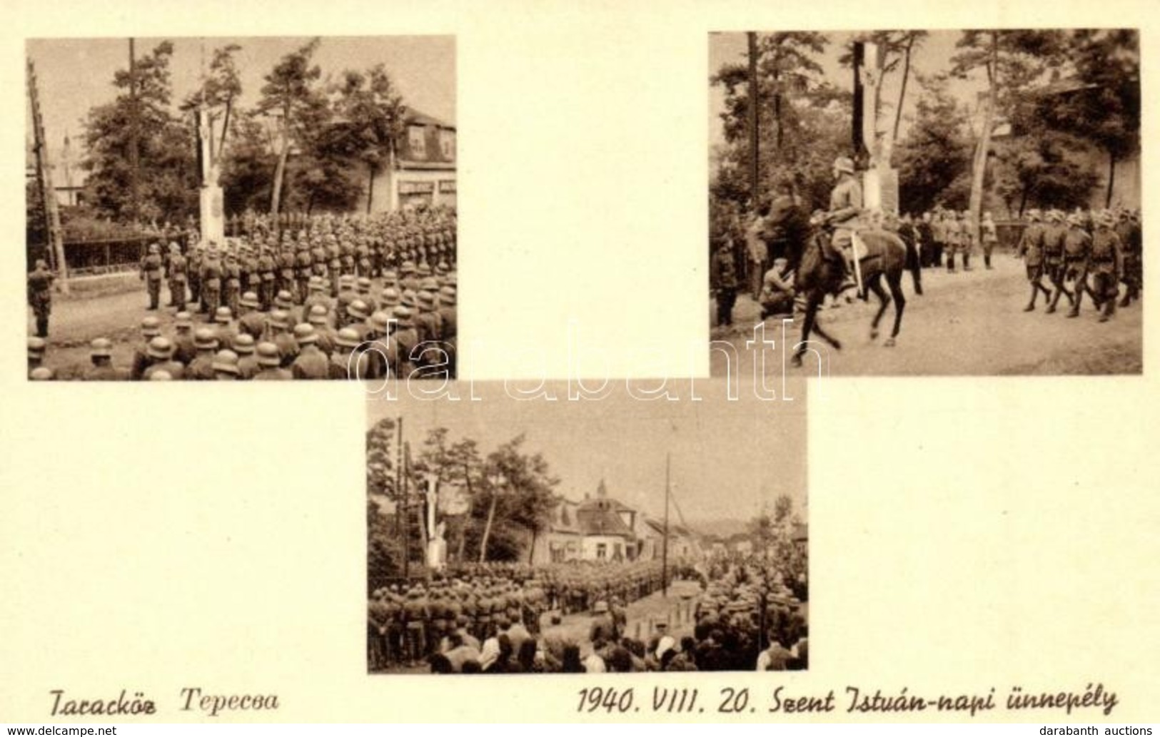 ** T1 1940 Taracköz, Teresva; Szent István Napi ünnepély A Magyar Zászlóval / Hungarian National Day Celebration, Flag - Non Classificati