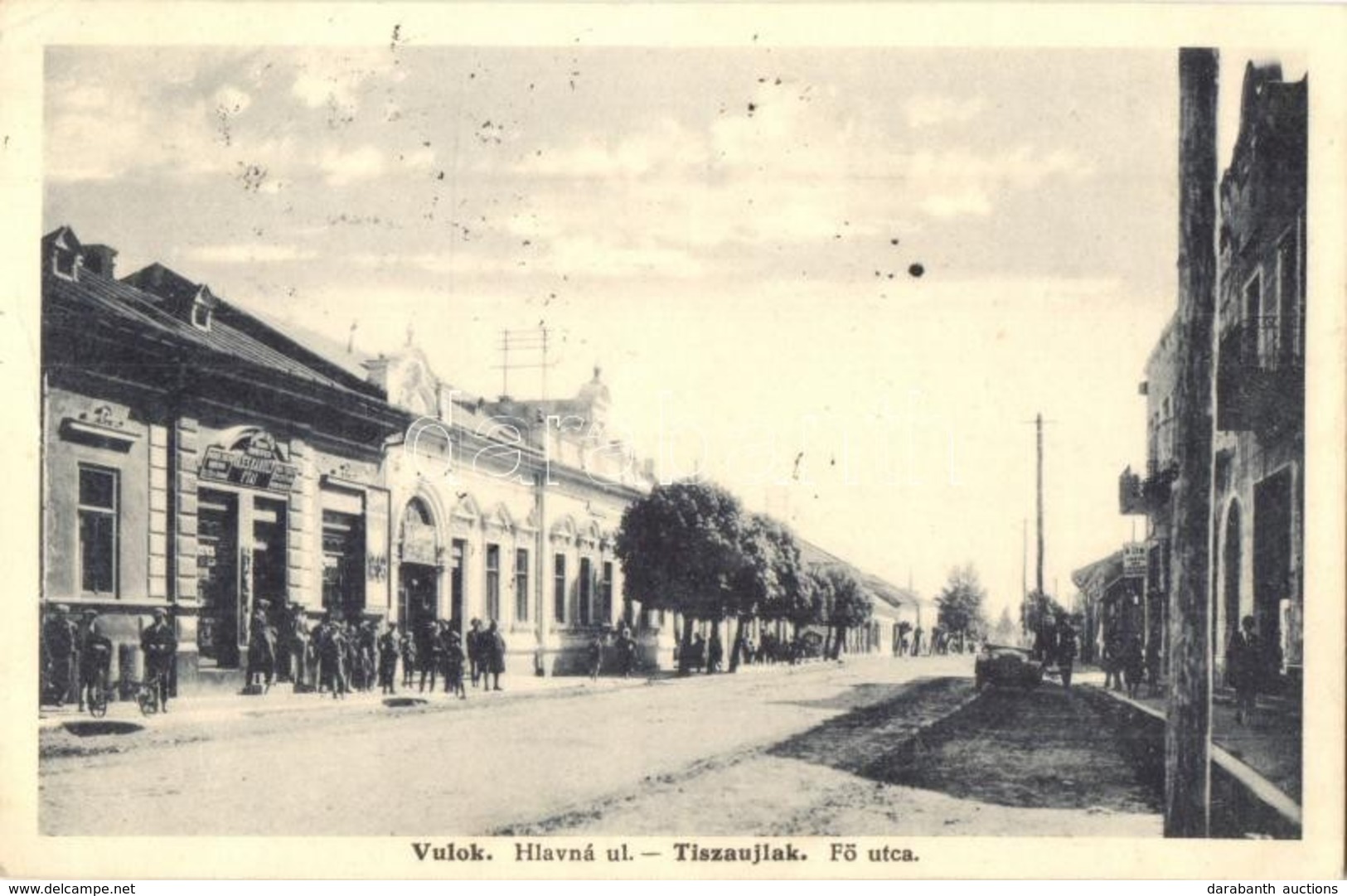 * T2/T3 Tiszaújlak, Vulok, Vilok, Vylok; Hlavná Ul. / Fő Utca, Vass Károly Fiai üzlete, Automobil / Main Street, Shops,  - Ohne Zuordnung