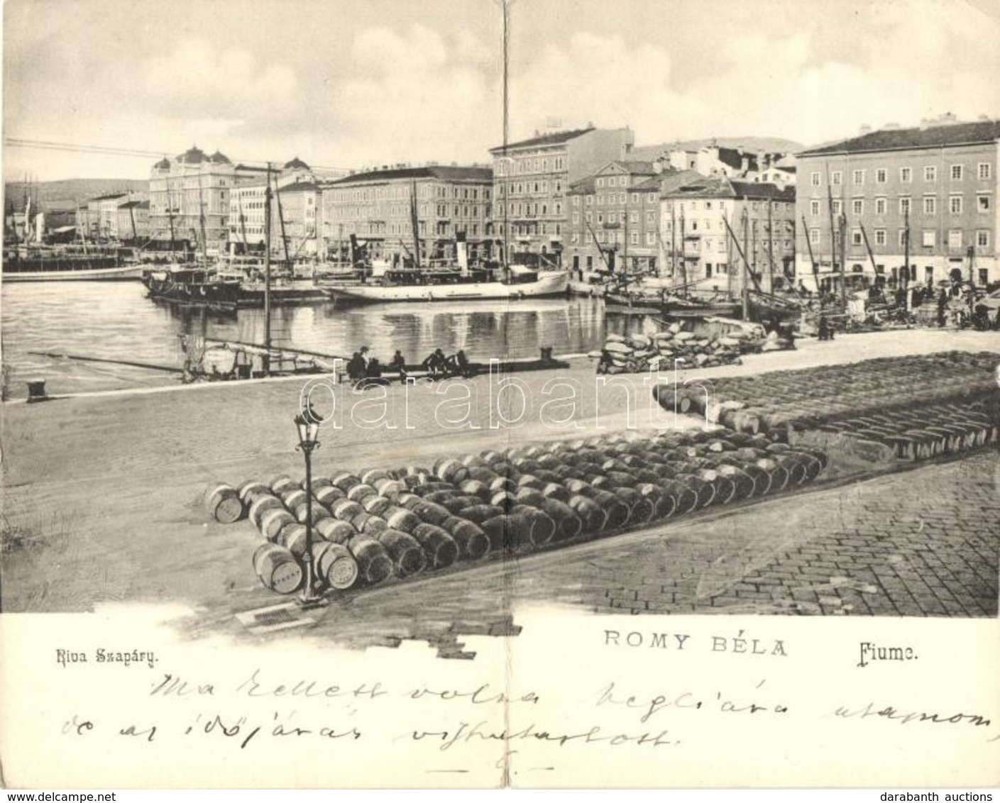 T3 Fiume, Riva Szapáry / Port, Steamships, Folding Card (bent Til Broken) - Unclassified