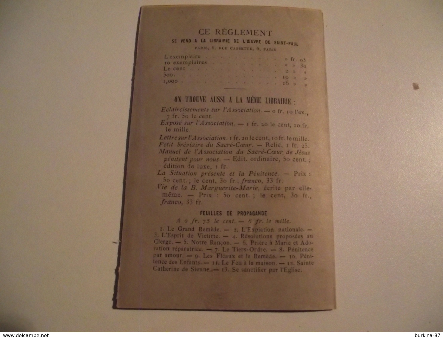 ARCHICONFRÉRIE Du Vœu National , Règlement De L'association 1883 - Religion & Esotérisme