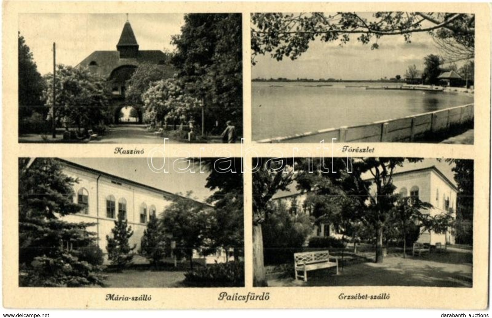 T2 Palicsfürdő, Palic; Kaszinó, Erzsébet és Mária Szálló, Tó / Casino, Hotels, Lake - Non Classificati