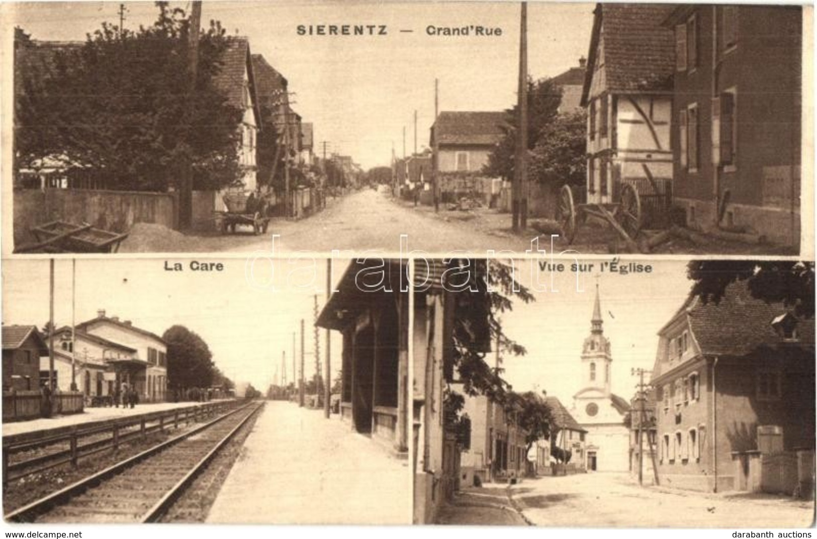 * T2/T3 Sierentz, Grand Rue, La Gare, Vue Sur L'Église / Main Street, Railway Station, Church - Non Classificati