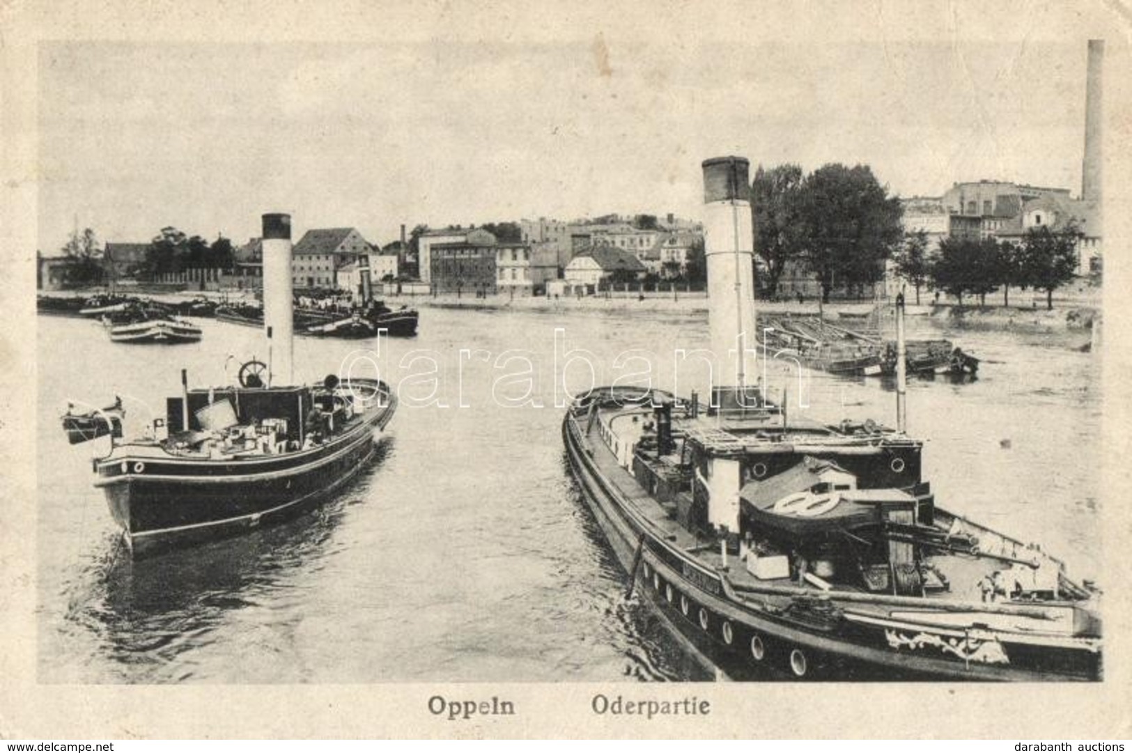 T2/T3 1918 Opole, Oppeln; Oderpartie / Oder River, Steamships  (EK) - Unclassified