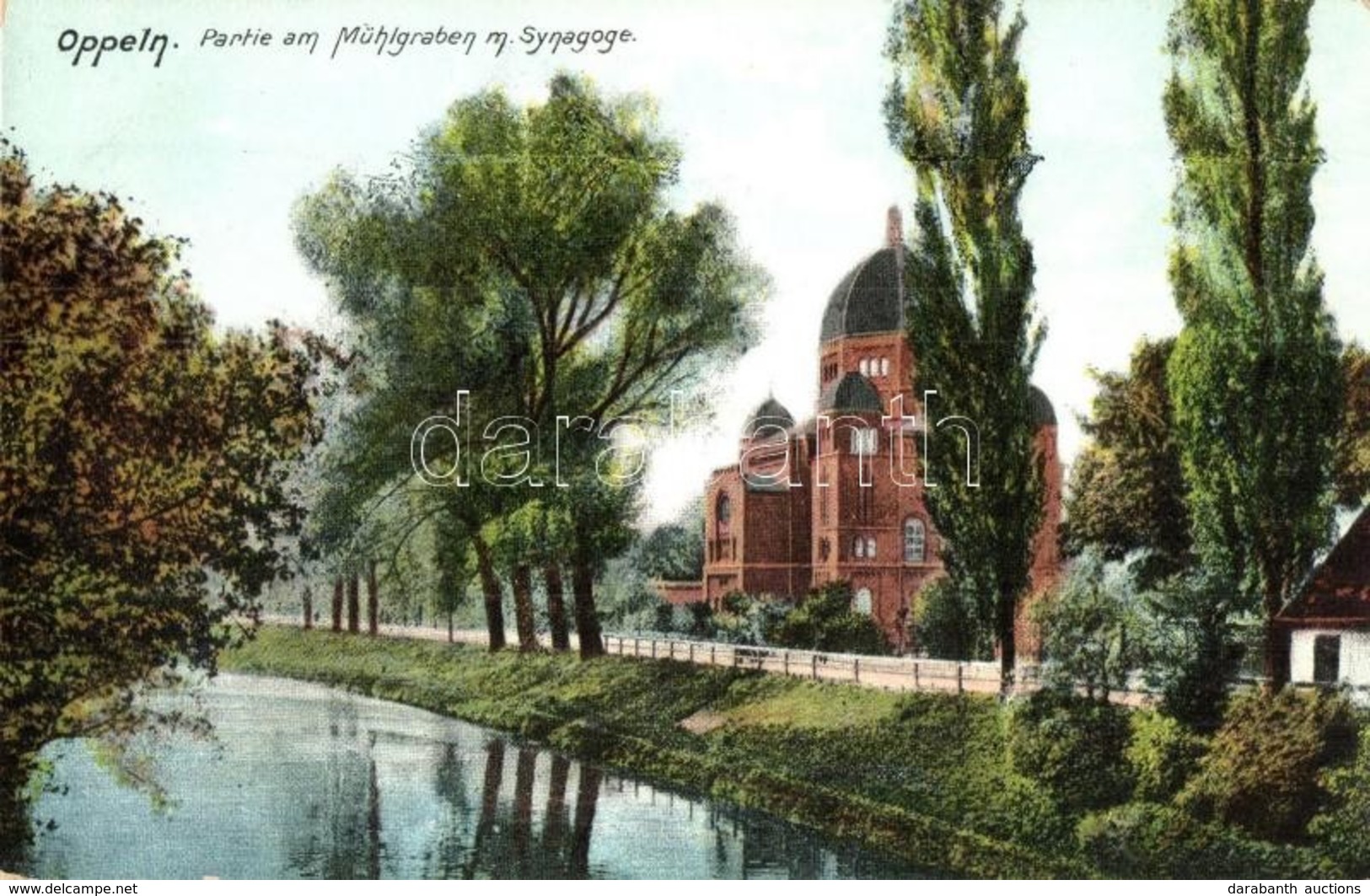 ** T2/T3 Opole, Oppeln; Partie Am Mühlgraben Mit Synagoge / Riverside With Synagogue - Unclassified