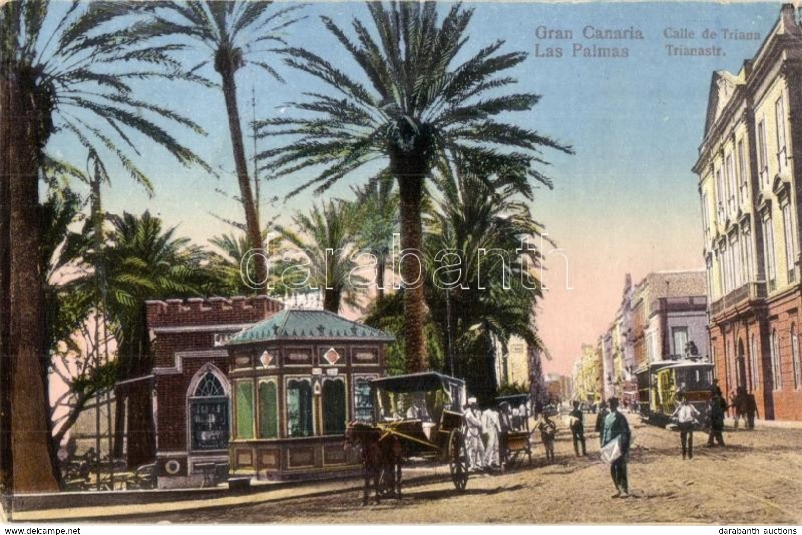 T2/T3 Las Palmas, Gran Canaria; Calle De Triana / Street View With Horse Carts And Tram  (EK) - Non Classificati