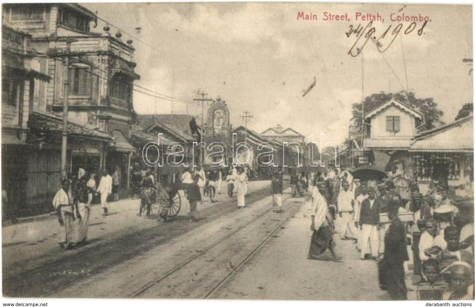 * T3 1908 Pettah (Colombo), Main Street, Rickshaw (Rb) - Unclassified