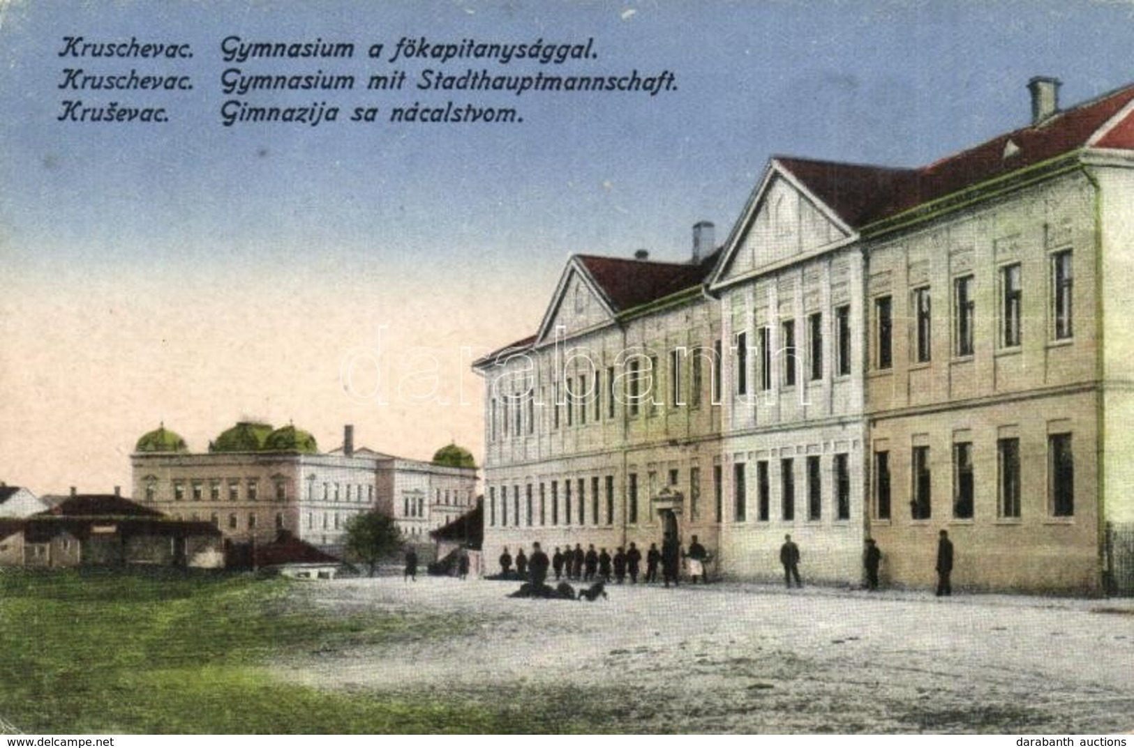 ** T2/T3 Krusevac, Kruschevac; Gimnázium A Főkapitánysággal / Grammar School, Military Headquarter (kopott Sarkak / Worn - Non Classificati