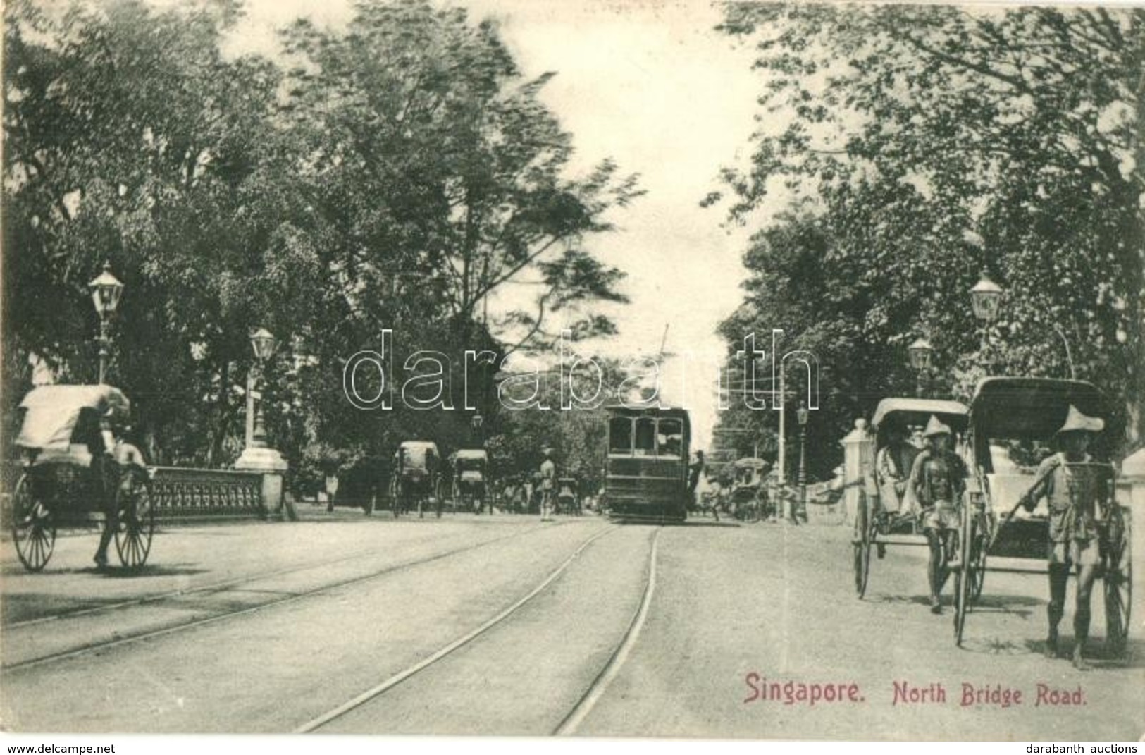 ** T2/T3 Singapore, North Bridge Road, Street View With Tram And Rickshaws. Koh & Co. (EK) - Unclassified