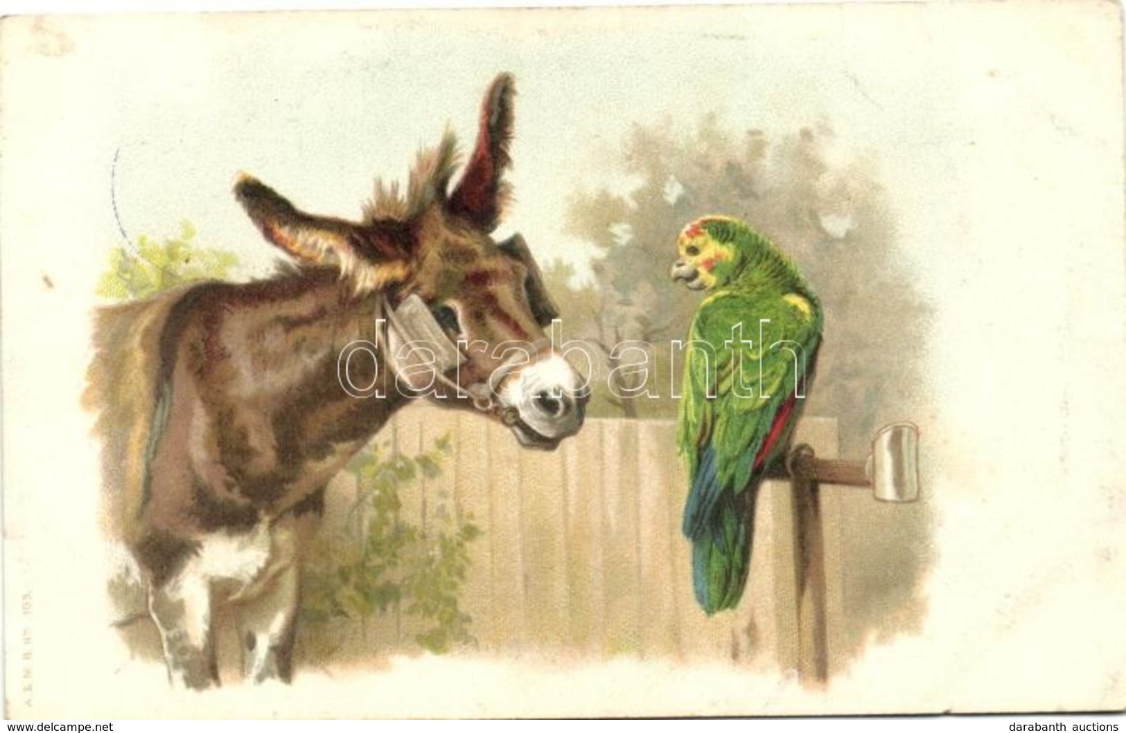 ** T3 Donkey, Parrot; A. & M. B. No. 105 Litho (Rb) - Non Classificati