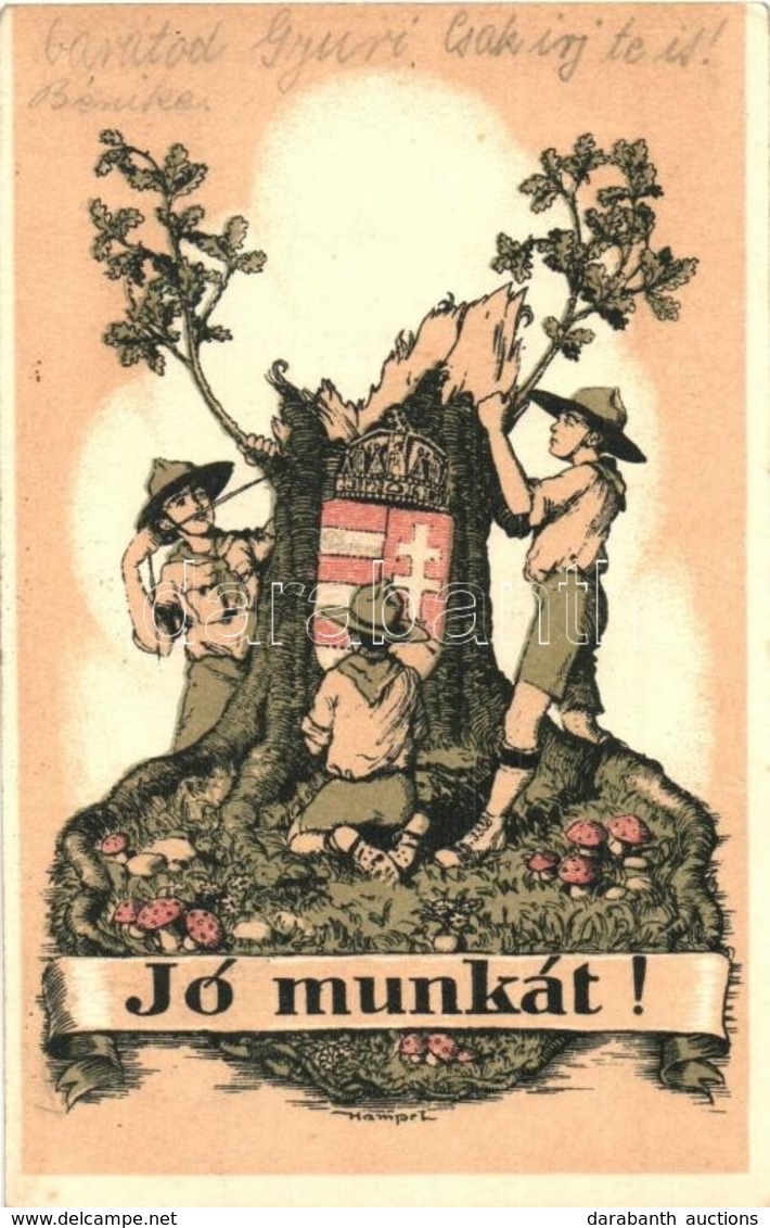 T2 Jó Munkát!; Kiadja A Magyar Cserkészszövetség Hivatalos Lapja A 'Magyar Cserkész' / Hungarian Scout Art Postcard S: H - Unclassified