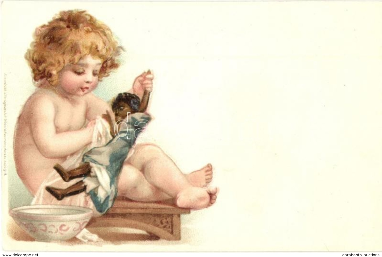 ** T2/T3 Small Child With Black Puppet. Wezel & Naumann Litho - Unclassified