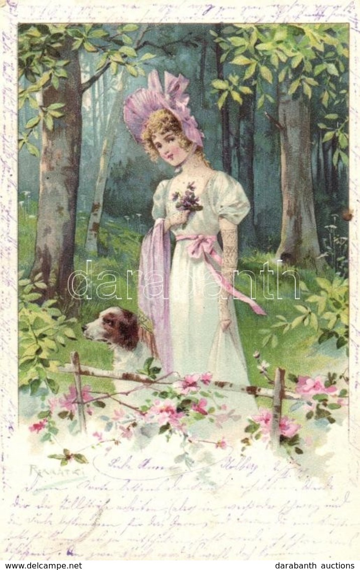 T2/T3 1903 Lady With Dog. Serie 5. In Der Laube 5. Litho S: R. Kratki  (EK) - Non Classificati