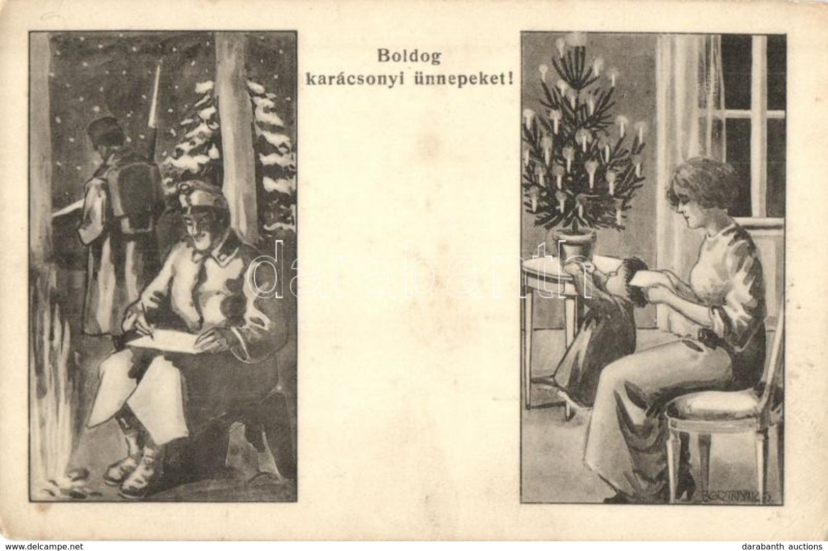 ** T2/T3 Boldog Karácsonyi Ünnepeket! / WWI Austro-Hungarian K.u.K. Military Christmas Greeting Art Postcard, Soldiers O - Ohne Zuordnung