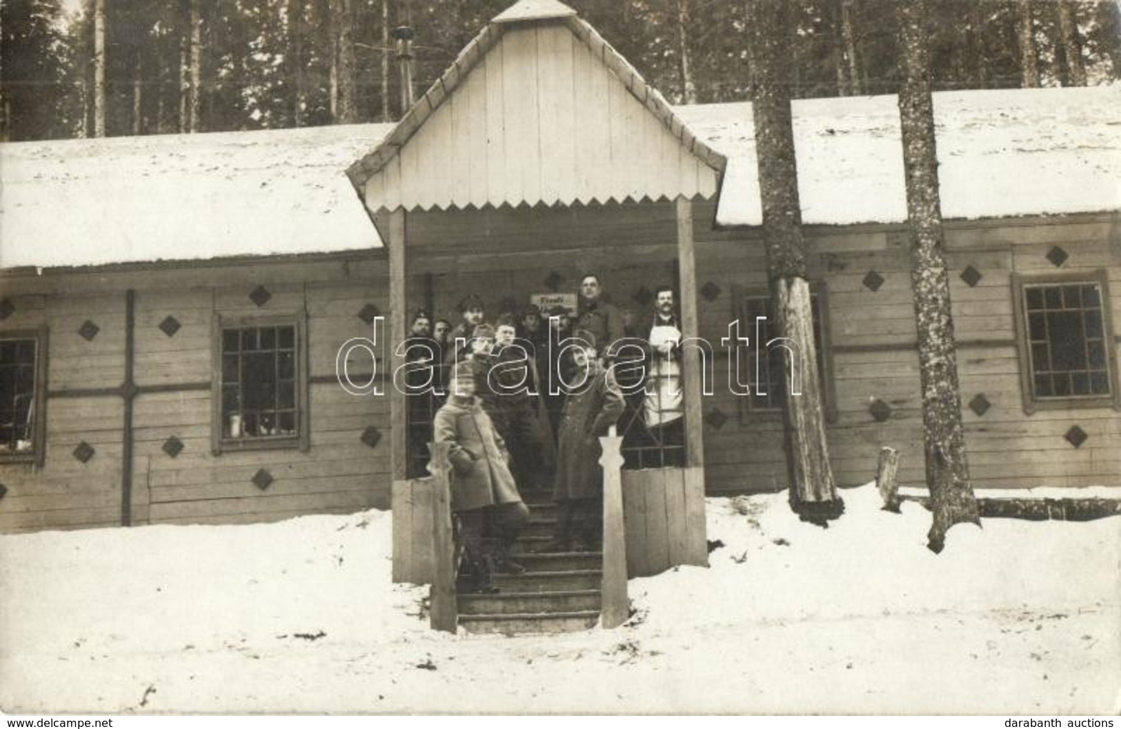 ** T2 Első Világháborús Katonai Tiszti étkezde A Táborban Télen, Kárpátokban / WWI K.u.K. Military Officers' Canteen At  - Ohne Zuordnung