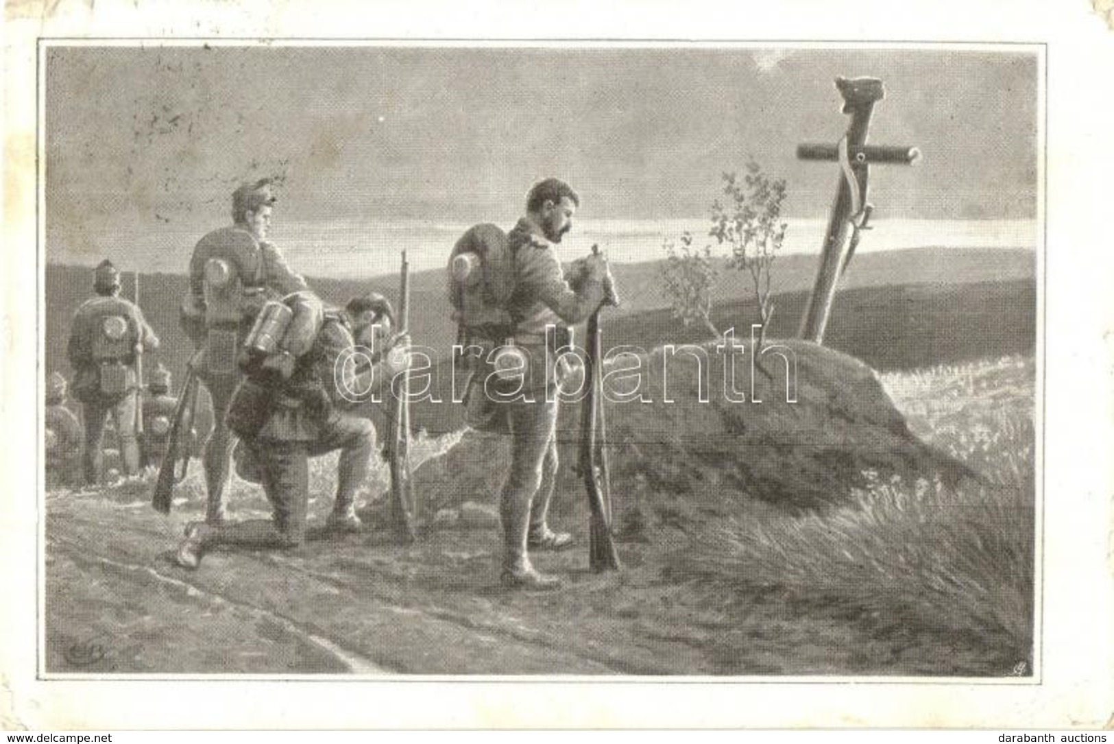 T3 Ein Still' Gebet Dem Freunde Hier... / WWI K.u.k. Military Art Postcard. J. Deil XIII.  (EB) - Non Classificati