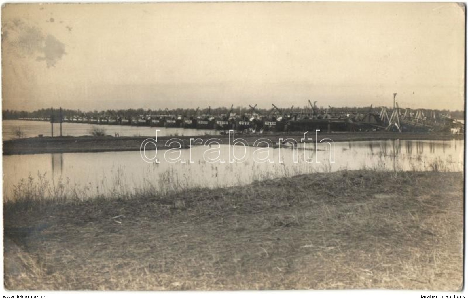 * T2 1915 Osztrák-magyar Katonai Hajóhíd (pontonhíd) DDSG Uszályokkal Keveváránál / WWI Austro-Hungarian Military Pontoo - Non Classificati