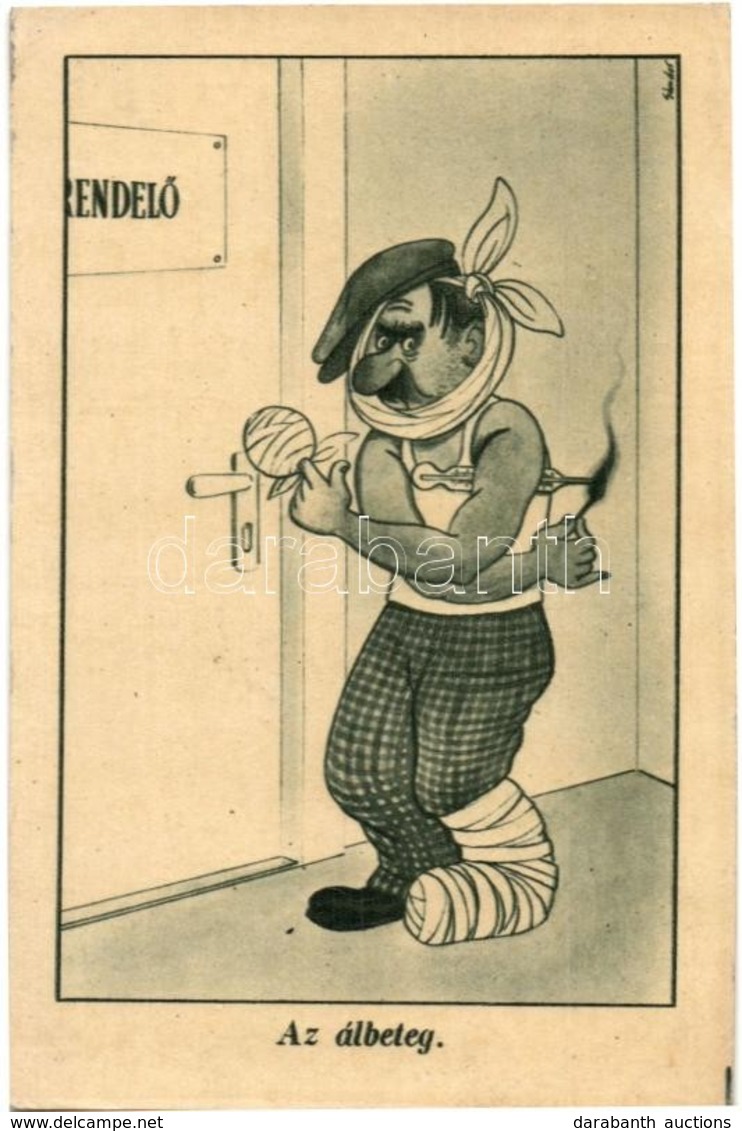 T2/T3 Az álbeteg. Humoros Művészlap. Képzőművészeti Alap / Humorous Art Postcard S: Sándor Károly - Non Classificati