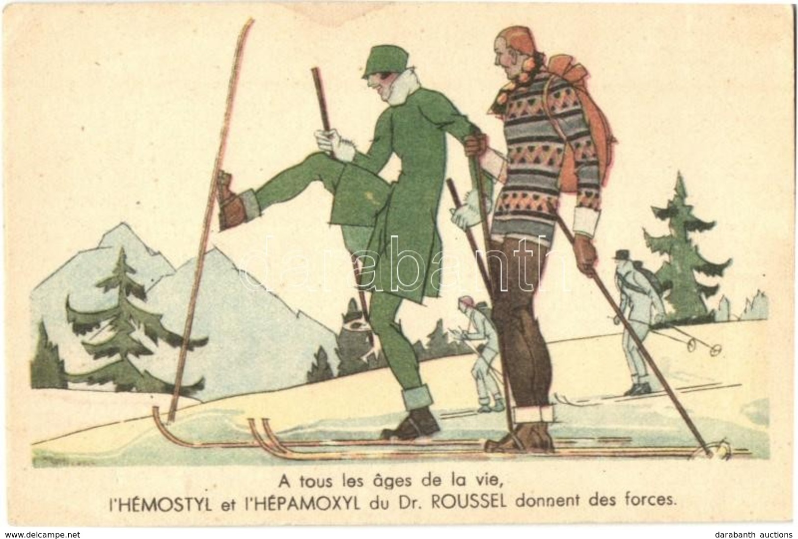 ** T2/T3 A Tous Les Ages De La Vie. L'Hémostyl Et L'Hépamoxyl Du Dr. Roussel Donnent Des Forces / Winter Sport Art Postc - Unclassified