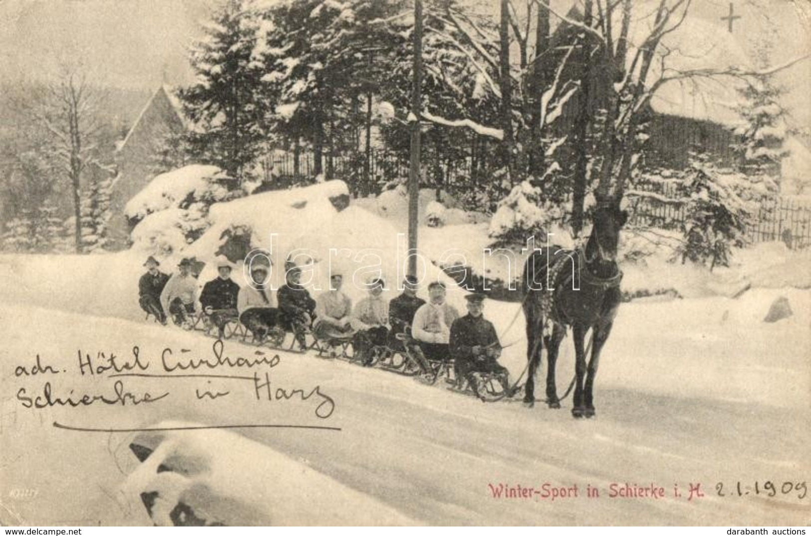 * T2/T3 1909 Winter-Sport In Schierke I. H. / People On Sleds Drawn By A Horse, Winter Sport  (EK) - Non Classificati