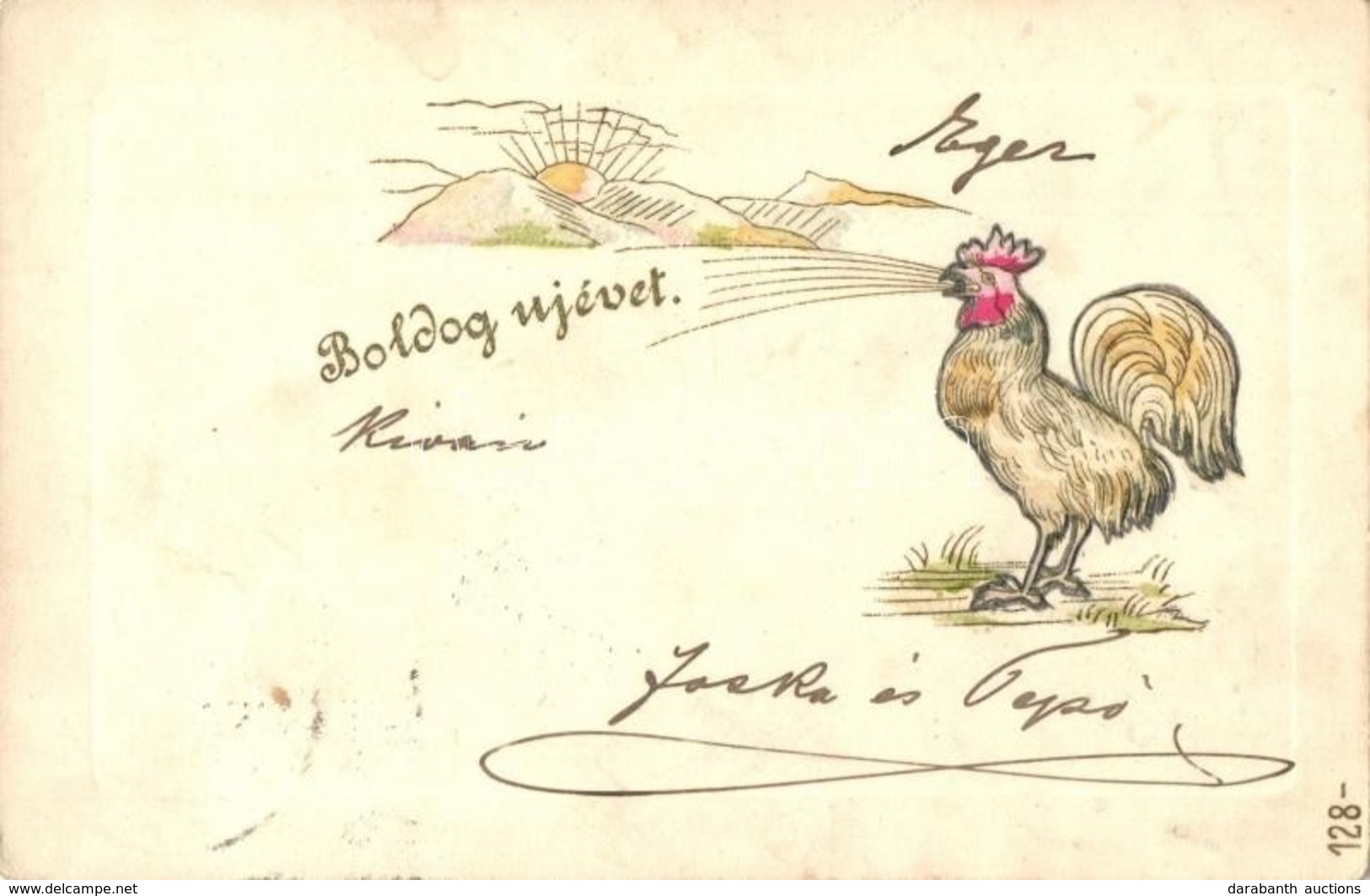 * T2/T3 1902 Boldog újévet! / New Year Greeting Art Postcard With Rooster. Emb. (EK) - Non Classés