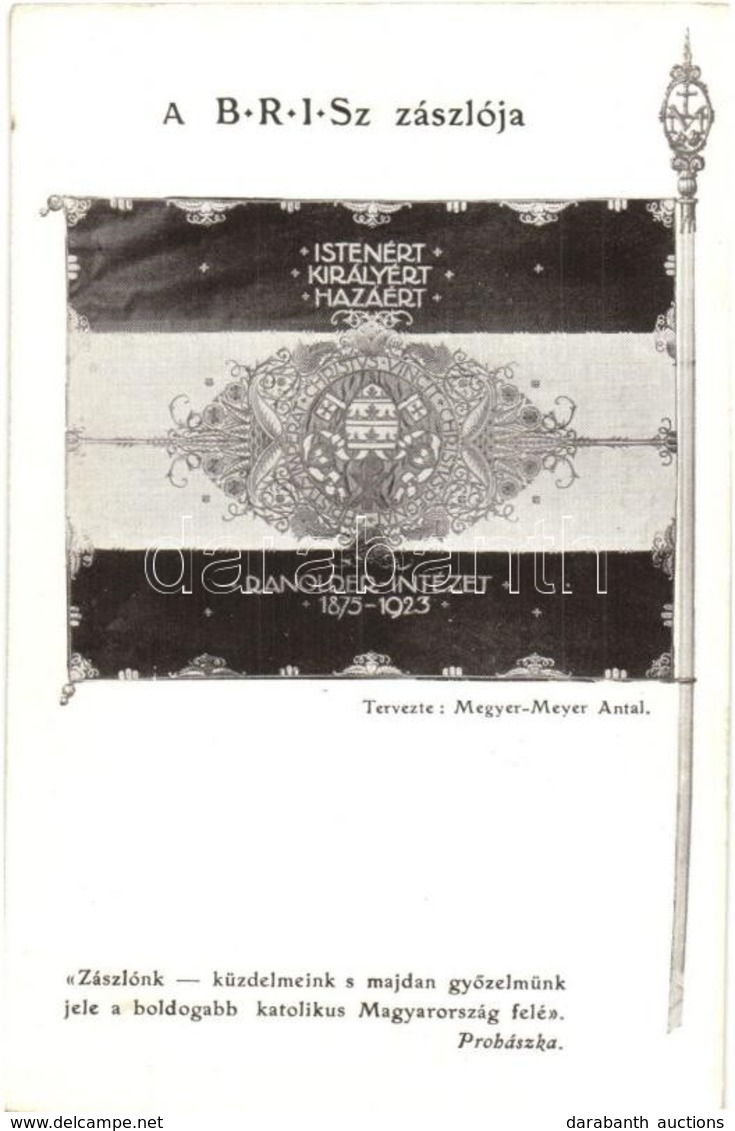 ** T2 A Budapesti Ranolder Intézet Iskolatársak Szövetsége (BRISZ) Zászlója. Tervezte Megyer-Meyer Antal / Flag Of A Hun - Unclassified