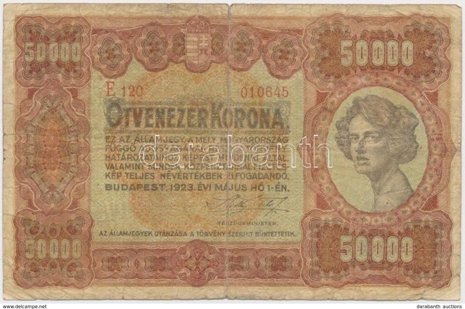 1923. 50.000K 'Orell Füssli' Piros Sor- és Sorozatszám T:III-
Hungary 1923. 50.000 Korona 'Orell Füssli' Red Serial C:VG - Non Classificati